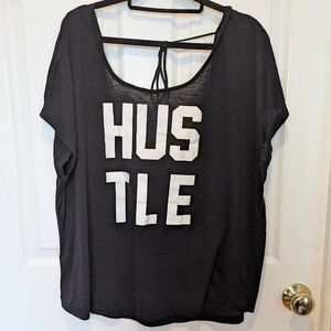 Torrid Active size 1 1X 14/16 Black Short Sleeve HUSTLE Work Out Shirt